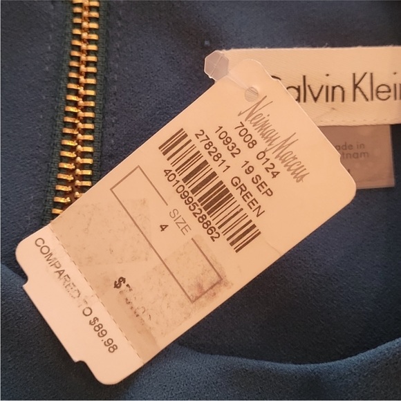 Calvin Klein Sleeveless Dress Size 4 NWT Dark Teal - Picture 5 of 6